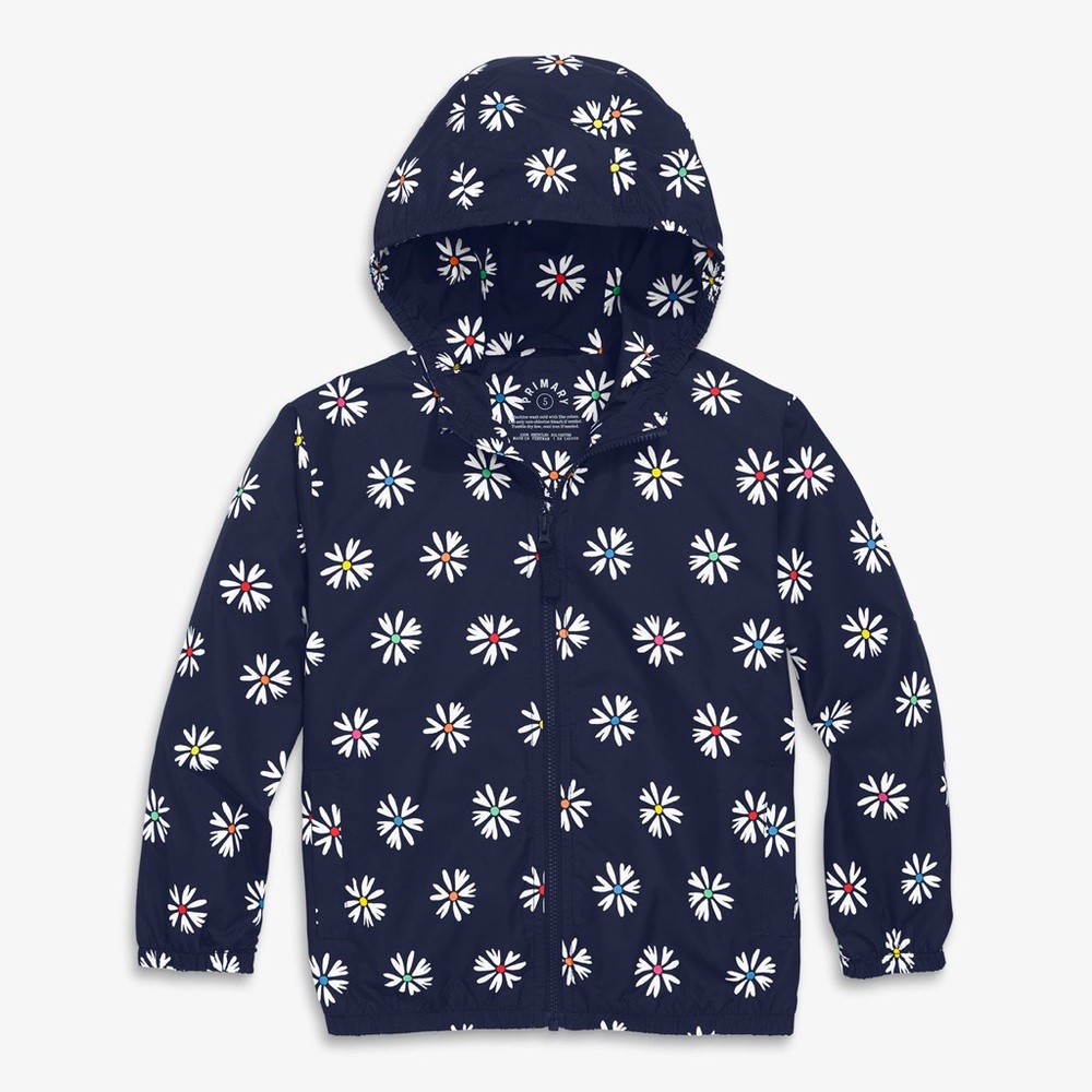 NWT Primary packable windbreaker in rainbow blooms 12Y